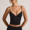 Elma Modal V-hals rynket camisole-top i svart