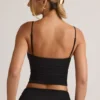 Elma Modal V-hals rynket camisole-top i svart