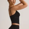Elma Modal V-hals rynket camisole-top i svart