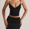 Elma Modal V-hals rynket camisole-top i svart