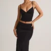 Elma Modal V-hals rynket camisole-top i svart