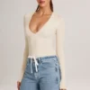 Elodie Modal Plunge langermet Bodyer i elfenben