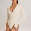 Elodie Modal Plunge langermet Bodyer i elfenben