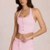 Elowis denim-top i halterneck-korsettstil i Blossom Pink
