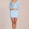 Elowise Lace Mini Skjørt i Powder Blue