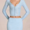 Elowise Lace Mini Skjørt i Powder Blue