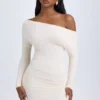 Elsa Modal Off-Shoulder Ruched Mini Kjoler i elfenben