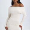 Elsa Modal Off-Shoulder Ruched Mini Kjoler i elfenben