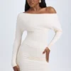 Elsa Modal Off-Shoulder Ruched Mini Kjoler i elfenben
