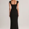Elva Modal Sweetheart-Neck Cowl-Waist Maxi Kjole i svart