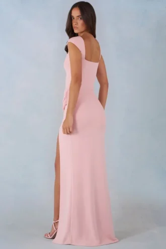 Elva Modal Sweetheart-Neck Cowl-Waist Maxi Kjoler i Blush Pink