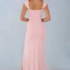 Elva Modal Sweetheart-Neck Cowl-Waist Maxi Kjoler i Blush Pink