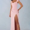 Elva Modal Sweetheart-Neck Cowl-Waist Maxi Kjoler i Blush Pink
