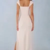 Elva Modal Sweetheart-Neck Cowl-Waist Maxikjoler i Ivory