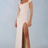 Elva Modal Sweetheart-Neck Cowl-Waist Maxikjoler i Ivory