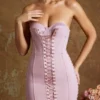 Emira snørbar korsett-bandeau-minikjole i mauve