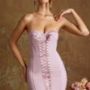 Emira snørbar korsett-bandeau-minikjole i mauve