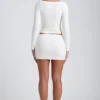 Cali Modal Ruched Mid-Rise Mini Skjørt i hvit