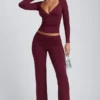 Emry Modal Ruched Langermet Top i Plomme