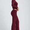 Emry Modal Ruched Langermet Top i Plomme