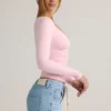 Emry Modal Ruched langermet topp i babyrosa