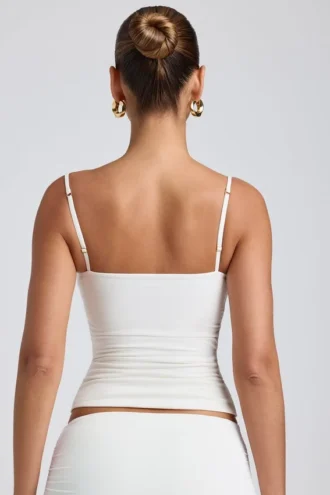 Esme Modal Ruched Layered Tank Top i hvitt