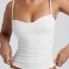 Esme Modal Ruched Layered Tank Top i hvitt
