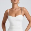 Esme Modal Ruched Layered Tank Top i hvitt