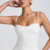 Esme Modal Ruched Layered Tank Top i hvitt