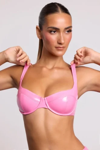 Estelle vinyl-bralette med bøyle i rosa