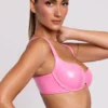 Estelle vinyl-bralette med bøyle i rosa