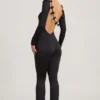 Eulalie Slinky Jersey Jumpsuit med sløyfe i svart