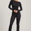 Eulalie Slinky Jersey Jumpsuit med sløyfe i svart