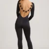 Eulalie Slinky Jersey Jumpsuit med sløyfe i svart