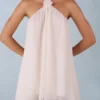 Evania halterneck babydoll minikjole i elfenben