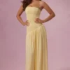 Evelina Jersey Strapless Gown i smørgul
