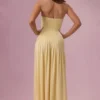Evelina Jersey Strapless Gown i smørgul