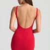 Evie bodycon-minikjole med lav rygg i kirsebærrød