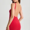Evie bodycon-minikjole med lav rygg i kirsebærrød