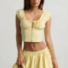 Faela Ruched Cotton-Poplin Corset Top i sitrongul