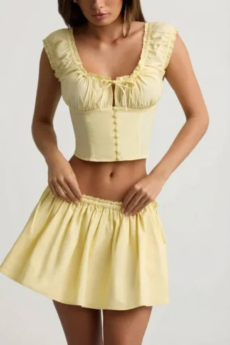 Faela Ruched Cotton-Poplin Corset Top i sitrongul