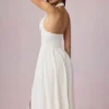 Farrah Modal Broderie Anglaise halterneck-midaxi-kjoler i hvitt