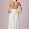Farrah Modal Broderie Anglaise halterneck-midaxi-kjoler i hvitt