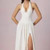 Farrah Modal Broderie Anglaise halterneck-midaxi-kjoler i hvitt