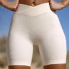 FlexiRib-sykkelshorts med høy midje i elfenben