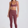 Foldbare leggings med midje og stropper i Acai