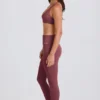 Foldbare leggings med midje og stropper i Acai