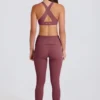 Foldbare leggings med midje og stropper i Acai