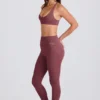 Foldbare leggings med midje og stropper i Acai