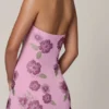 Galene minikjole med halterneck og pynt i myk rosa